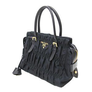 PRADA Black Leather Tote Bag